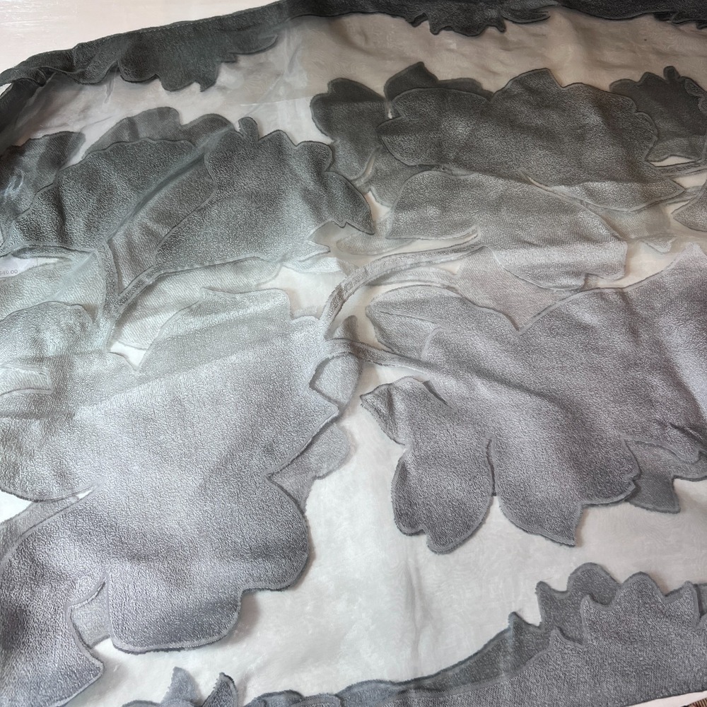 J.Jill Grey Nickel Floral Sheer Scarf One Size Lightweight Wrap  23" x 72" - Picture 9 of 10
